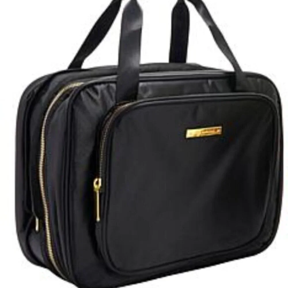 Joy Clean And Chic Expandable Toiletry Case BLACK Satin Finish NWT